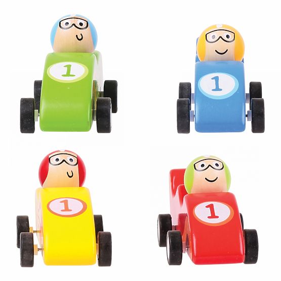 Bigjigs Toys Kolorowy drewniany samochód wyścigowy 1 szt.