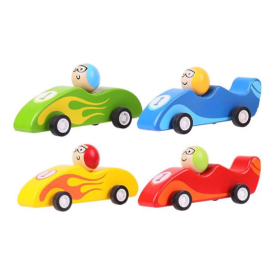 Bigjigs Toys Kolorowy drewniany samochód wyścigowy 1 szt.