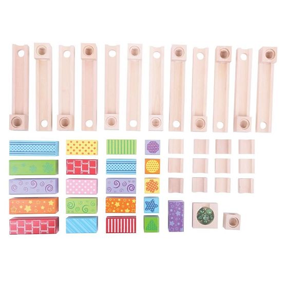 Bigjigs Toys Kolorowy drewniany tor z piłkami