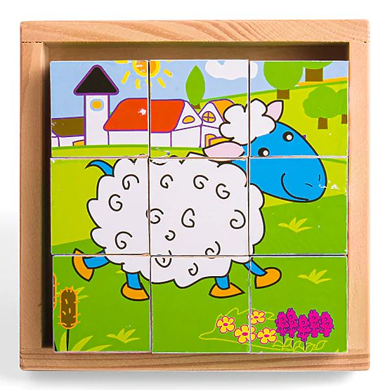 Bigjigs Toys Obrazkowe klocki kubusy Zwierzątka 9 klocków