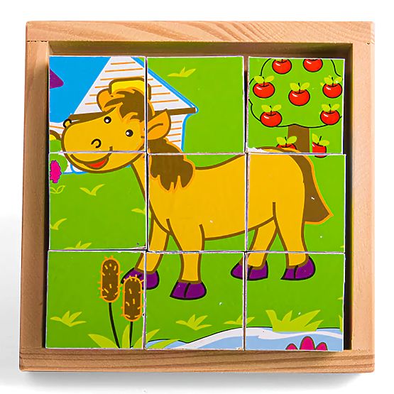 Bigjigs Toys Obrazkowe klocki kubusy Zwierzątka 9 klocków