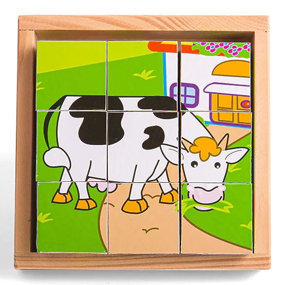 Bigjigs Toys Obrazkowe klocki kubusy Zwierzątka 9 klocków