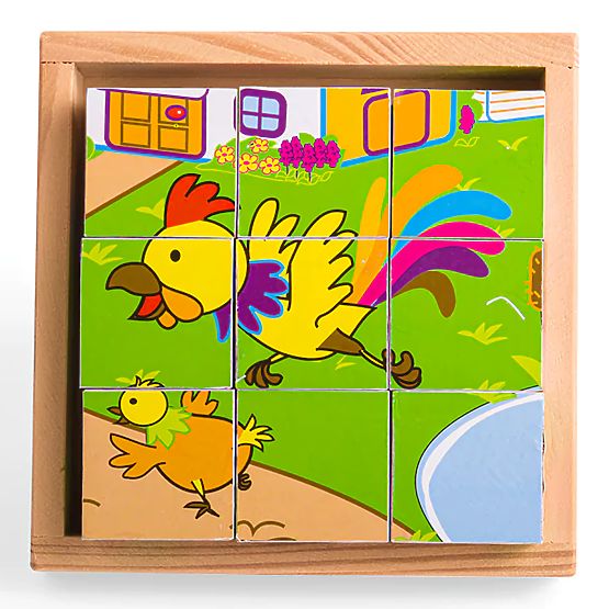 Bigjigs Toys Obrazkowe klocki kubusy Zwierzątka 9 klocków