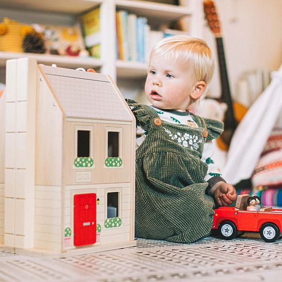 Bigjigs Toys Rozkładany domek z akcesoriami