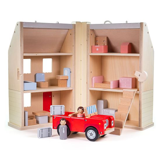 Bigjigs Toys Rozkładany domek z akcesoriami