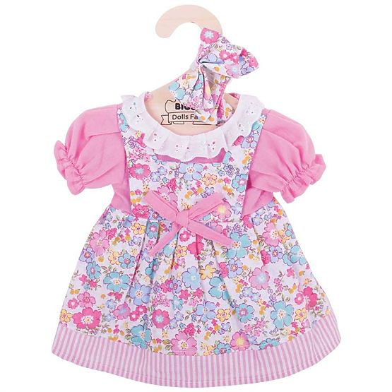 Bigjigs Toys Różowa kwiecista sukienka dla lalki 38 cm