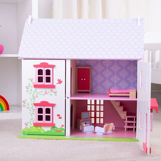 Bigjigs Toys Różowy domek dla lalek