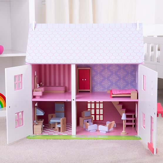Bigjigs Toys Różowy domek dla lalek
