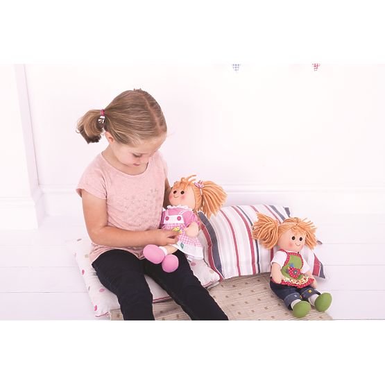 Bigjigs Toys Różowy płaszczyk z czapeczką dla lalki 38 cm