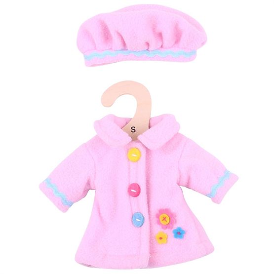 Bigjigs Toys Różowy płaszczyk z guzikami dla lalki 28 cm