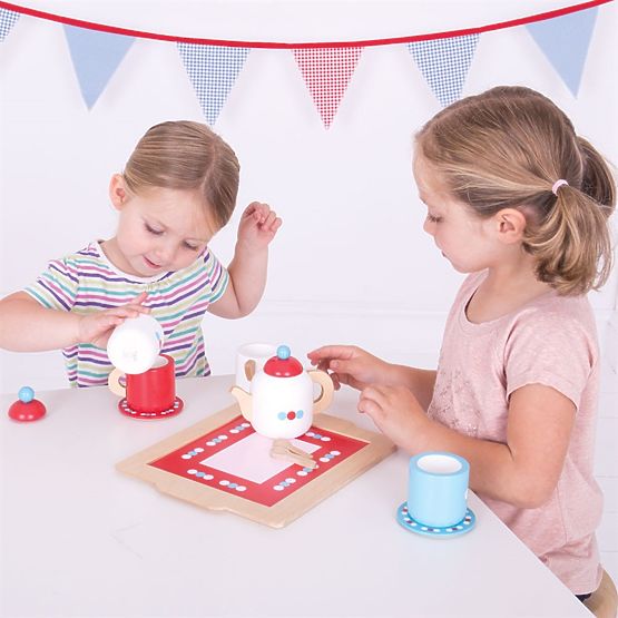 Bigjigs Toys Zestaw do herbaty w kropki