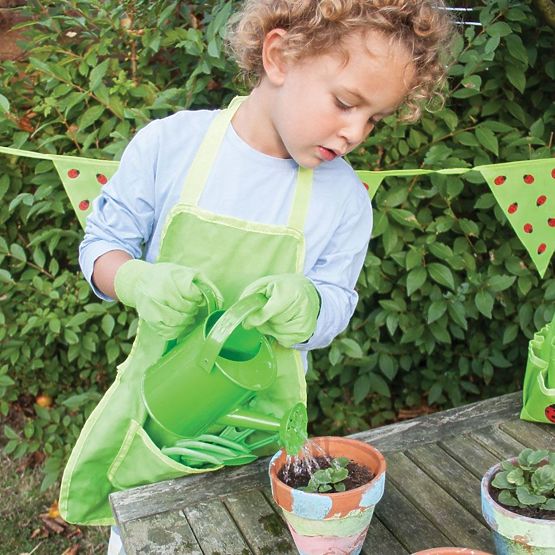 Bigjigs Toys Zestaw narzędzi ogrodowych w płóciennej torbie, zielony