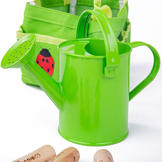Bigjigs Toys Zestaw narzędzi ogrodowych w płóciennej torbie, zielony