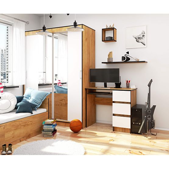 BIURKO A-6 CLP DĄB CRAFT / BIAŁY PRAWOSTRONNE