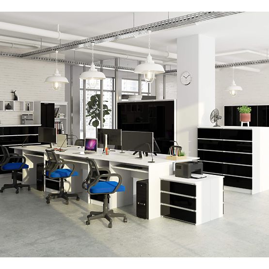 BIURKO CLP 135cm PK BIAŁY / CZARNY POŁYSK