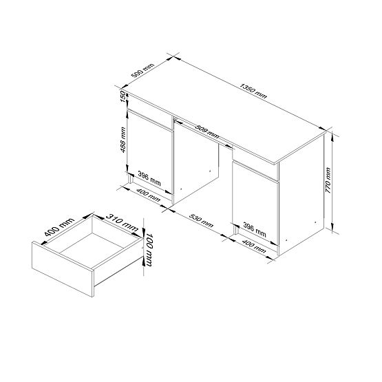 BIURKO CLP A5 2D 2SZ BIAŁE