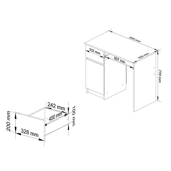 BIURKO KOMPUTEROWE 90 cm PIXEL LEWY PK SONOMA