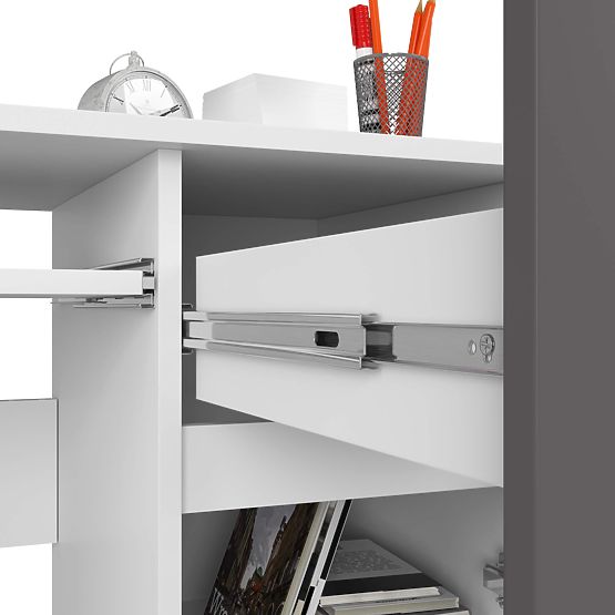 BIURKO KOMPUTEROWE PIKSEL PK BIAŁY / SZARY - PRAWY