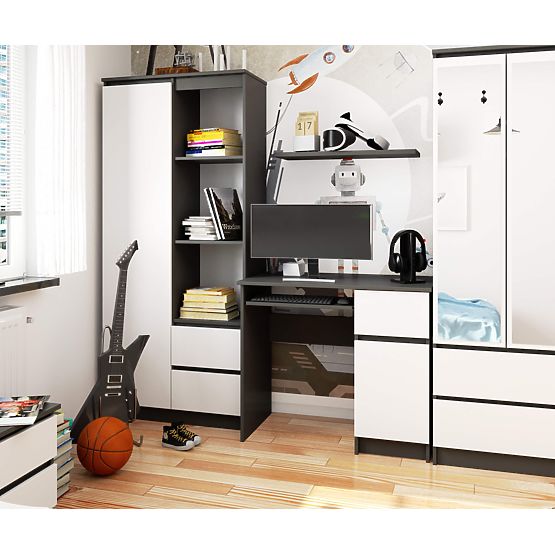 BIURKO KOMPUTEROWE PIKSEL PK SZARY / BIAŁY - PRAWY