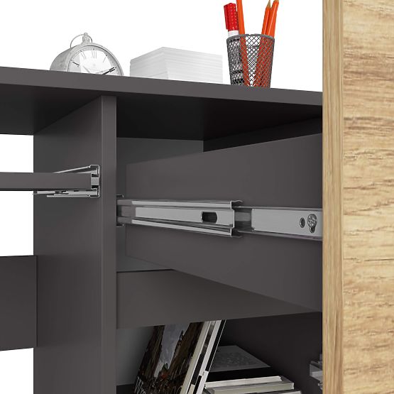 BIURKO KOMPUTEROWE PIKSEL PK SZARY / DĄB ARTISAN - PRAWY