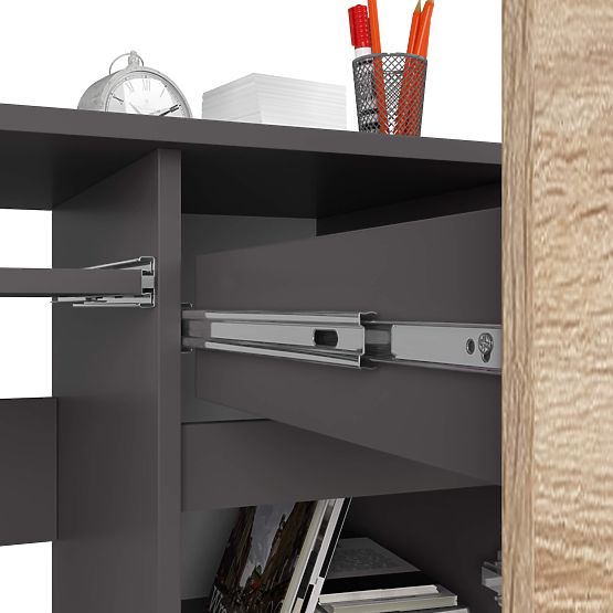 BIURKO KOMPUTEROWE PIKSEL PK SZARY / DĄB SONOMA - PRAWY