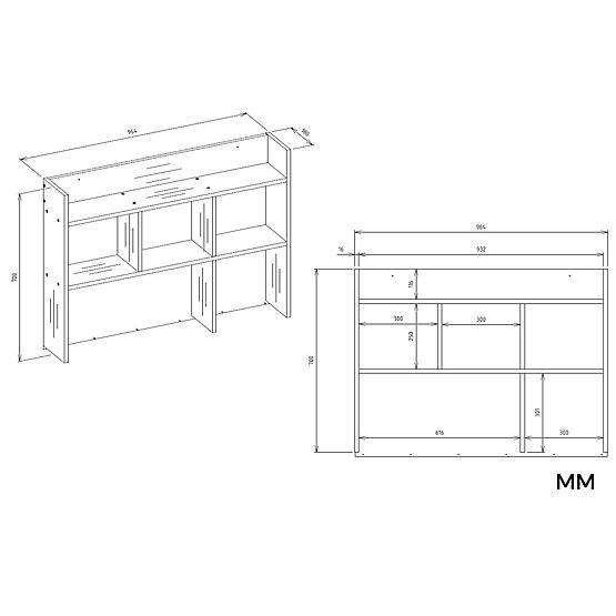 Biurko MIJAS Prawe z Nadstawką Biel Mat 4 Szuflady 4 Półki Do Biura Pokoju