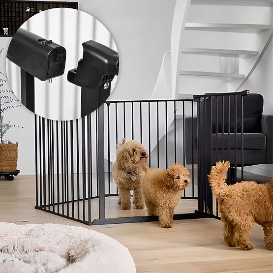 Bramka, zagroda, bariera ochronna dla dzieci i zwierząt, 5 paneli, 60 cm, metal, czarna, ECOTOYS