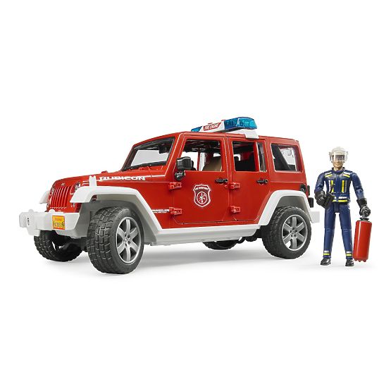 Bruder Czerwony wóz strażacki JEEP WRANGLER z figurką i akcesoriami