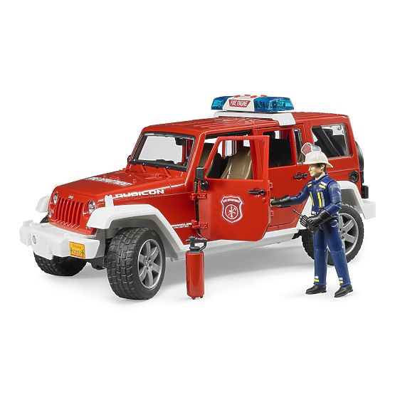 Bruder Czerwony wóz strażacki JEEP WRANGLER z figurką i akcesoriami