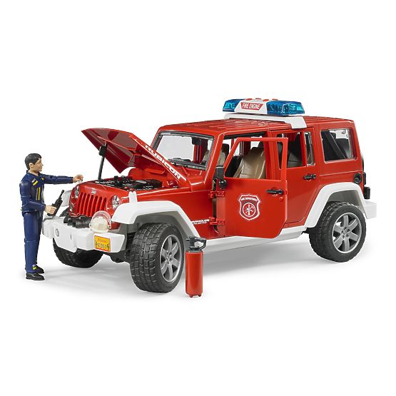 Bruder Czerwony wóz strażacki JEEP WRANGLER z figurką i akcesoriami