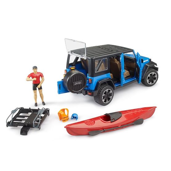 Bruder Jeep Wrangler Rubicon z kajakiem i figurką 1:16