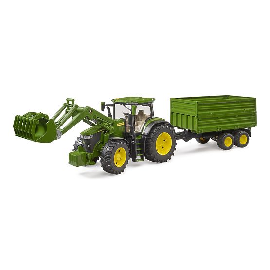 Bruder Traktor John Deere 7R 350 z ładowaczem czołowym i przyczepą tandemową
