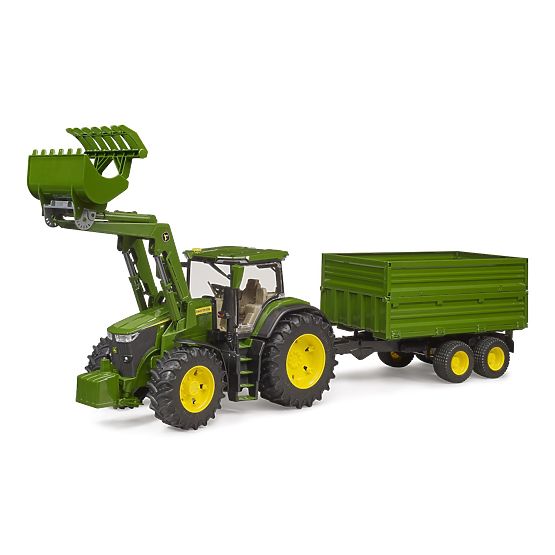 Bruder Traktor John Deere 7R 350 z ładowaczem czołowym i przyczepą tandemową