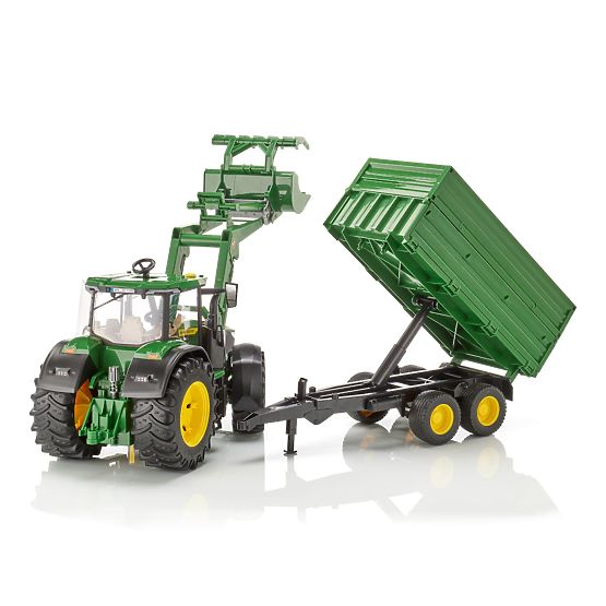 Bruder Traktor John Deere 7R 350 z ładowaczem czołowym i przyczepą tandemową
