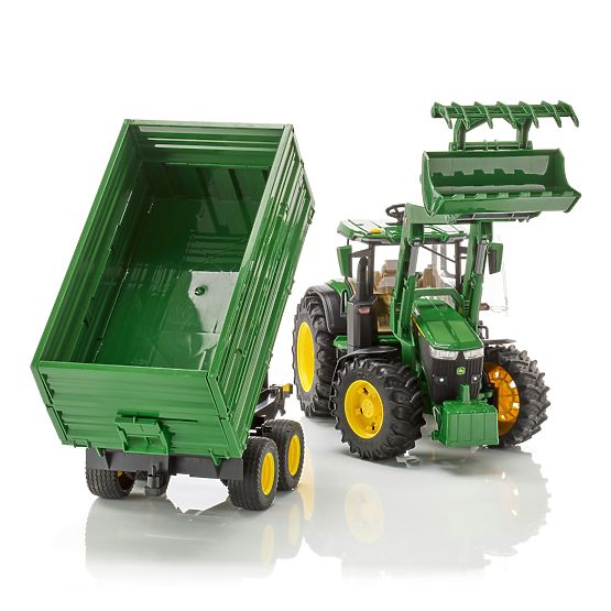 Bruder Traktor John Deere 7R 350 z ładowaczem czołowym i przyczepą tandemową