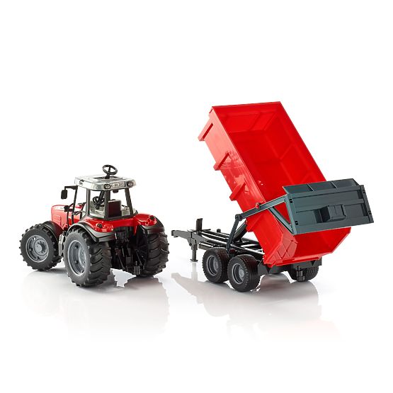 Bruder Traktor MASSEY FERGUSON z wywrotką czerwony