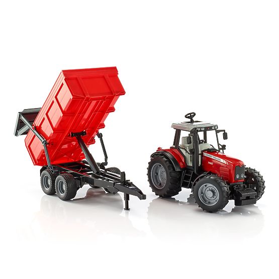Bruder Traktor MASSEY FERGUSON z wywrotką czerwony