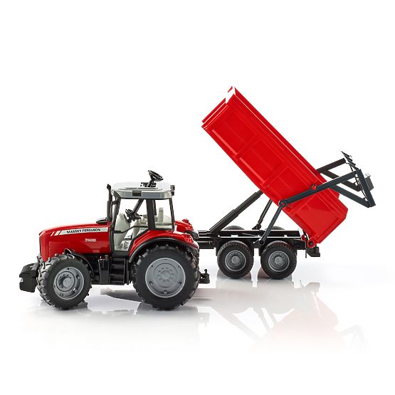 Bruder Traktor MASSEY FERGUSON z wywrotką czerwony