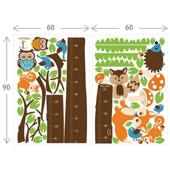 Dekoracja na ścianę - miarka, Drzewo i lisek