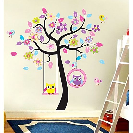 Dekoracja na ścianę - Sowy na huśtawce