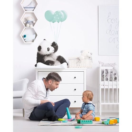 Dekoracja ścienna DEKORNIK - Panda i miętowe baloniki