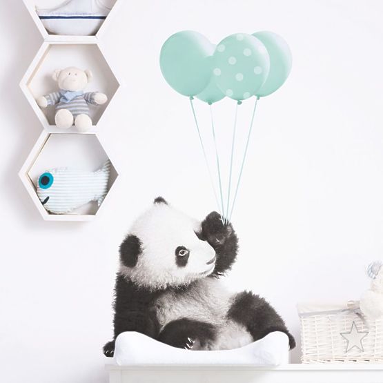 Dekoracja ścienna DEKORNIK - Panda i miętowe baloniki