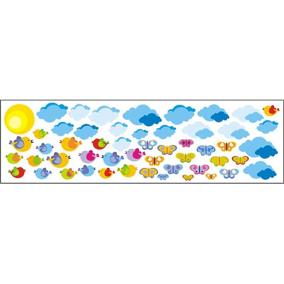 Dekoracje na ścianę Chmurki i ptaszki - 0,5 m²