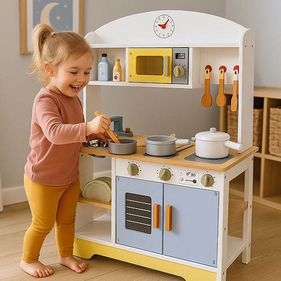 Dziecięca kuchnia piekarnik pralka mikrofalówka 12 akcesoriów ECOTOYS