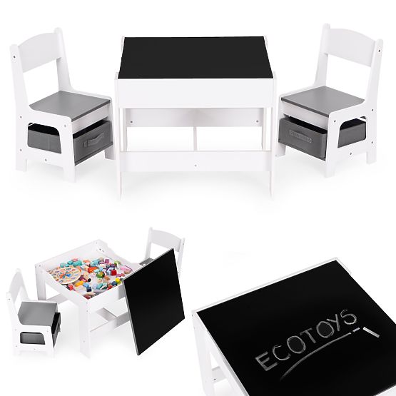 Zestaw mebli dziecięcych stół + 2 krzesła z tablicą ECOTOYS