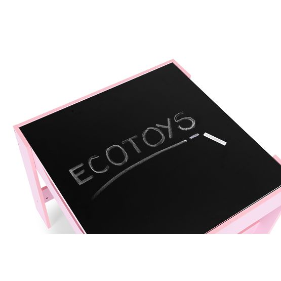 Zestaw mebli dziecięcych stół + 2 krzesła tablica różowa ECOTOYS
