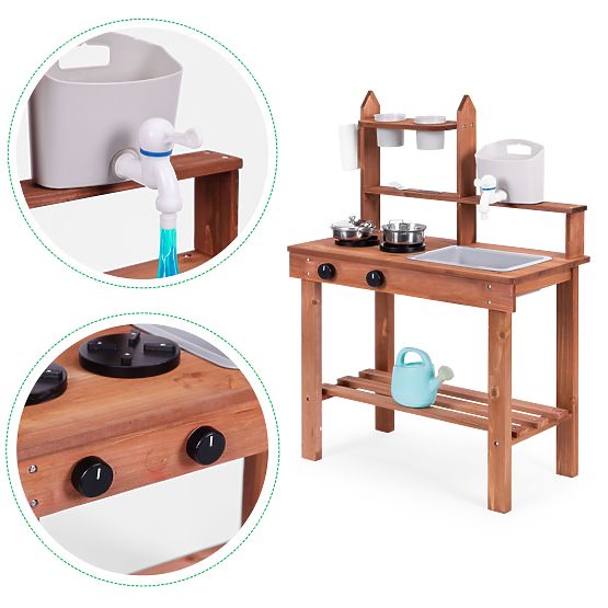 Dziecięca zewnętrzna błotna kuchnia z drewna jodłowego ECOTOYS