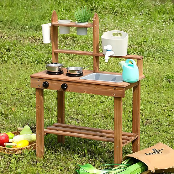 Dziecięca zewnętrzna błotna kuchnia z drewna jodłowego ECOTOYS