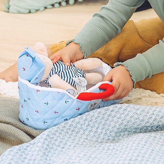 Doudou Jolijou Lalka w niebieskiej torbie do przenoszenia 20 cm