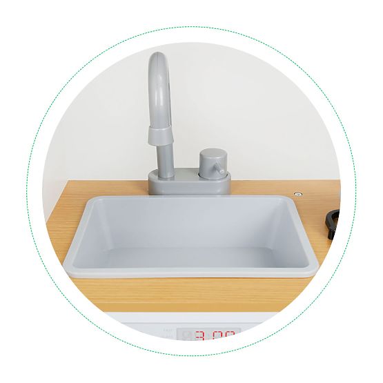 Drewniana kuchnia dla dzieci LED światło + garnki ECOTOYS